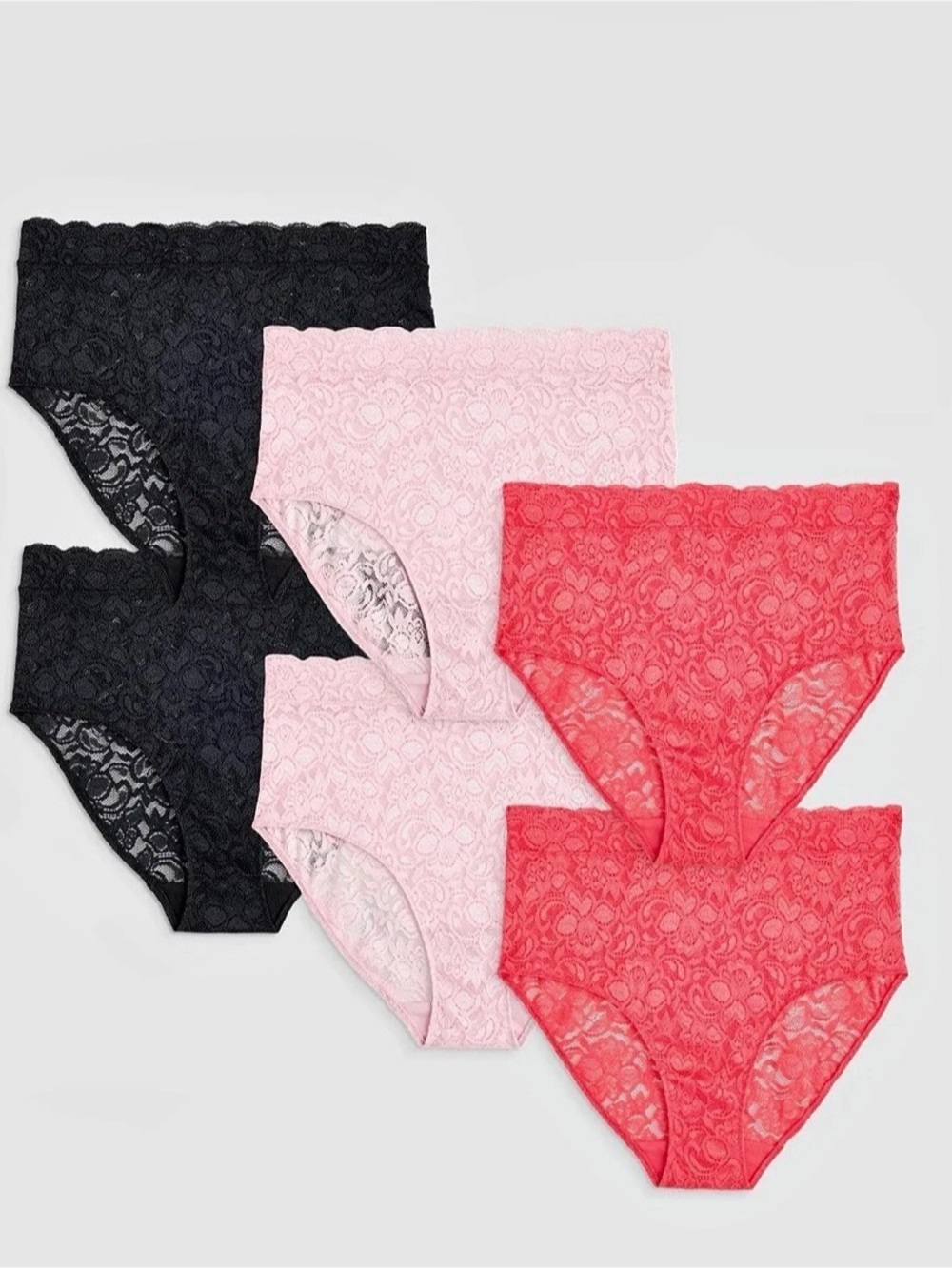 Quince Stretch Lace High-Waisted Brief Briefs 6-Pack size Large